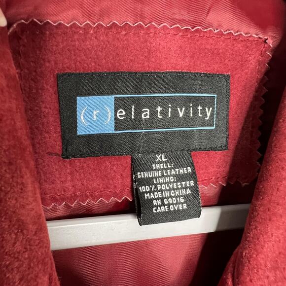 Relativity Jacket Womens XL Red Genuine Suede Leather Button Front Lined‎ - Picture 3 of 10